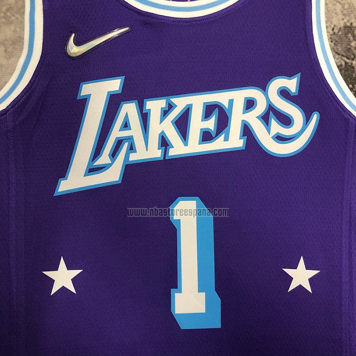 Camiseta Los Angeles Lakers D'Angelo Russell NO 1 Ciudad 2021-22 Violeta